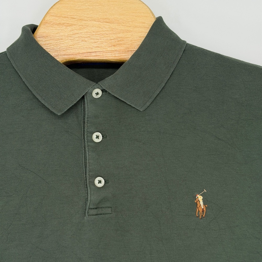 Polo Ralph Lauren Polo Shirt Men M Green Custom Slim Fit Cotton Pony Preppy Golf